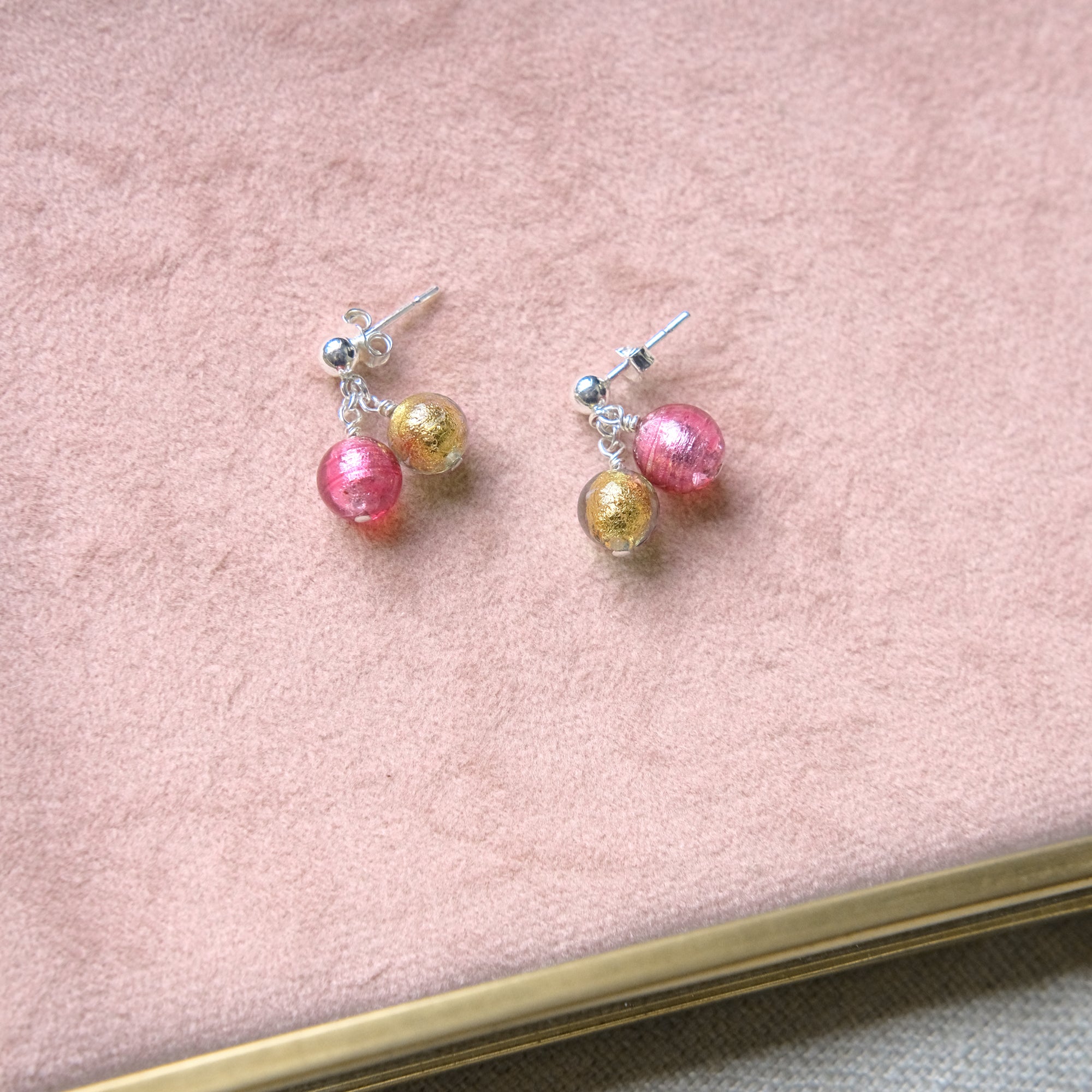 Hot Pink and Green Cherry Earrings - Quirky Earrings – Lezzeri