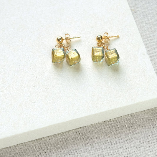 Felice Stud Earrings - Green/Gold Vermeil