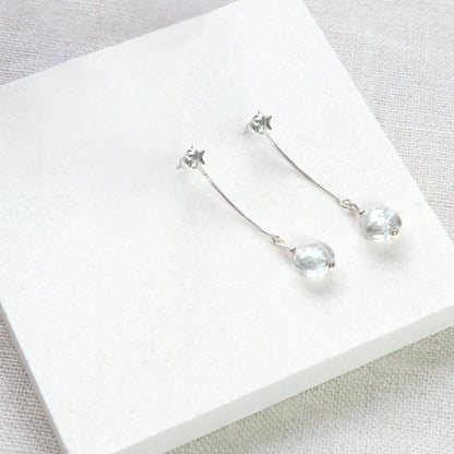 Moon Rock and Star Dangle Two-Piece Earrings - Sterling Silver