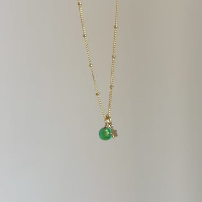 satellite chain necklace in green and gold