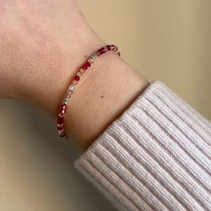 Swarovski pink sparkly bracelet in sterling silver and ruby pink