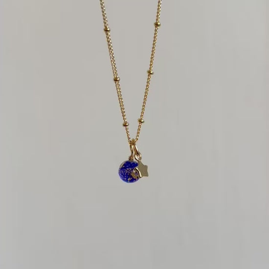 blue and gold Murano glass star necklace