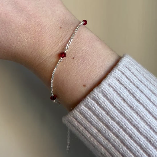 Swarovski Crystal Ruby Pink Bracelet Sterling Silver