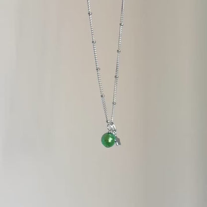 green and sterling silver dainty satellite necklace