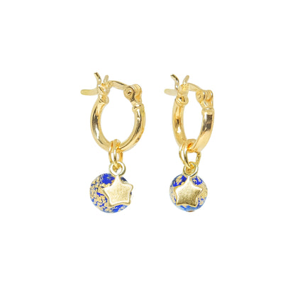 Shine On Huggie Earrings - Blue Speckle/Gold Vermeil