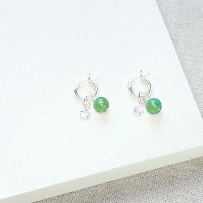 Shine On Huggie Earrings - Green/Sterling Silver