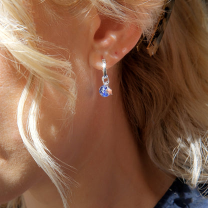 Shine On Huggie Earrings - Blue Speckle/Sterling Silver