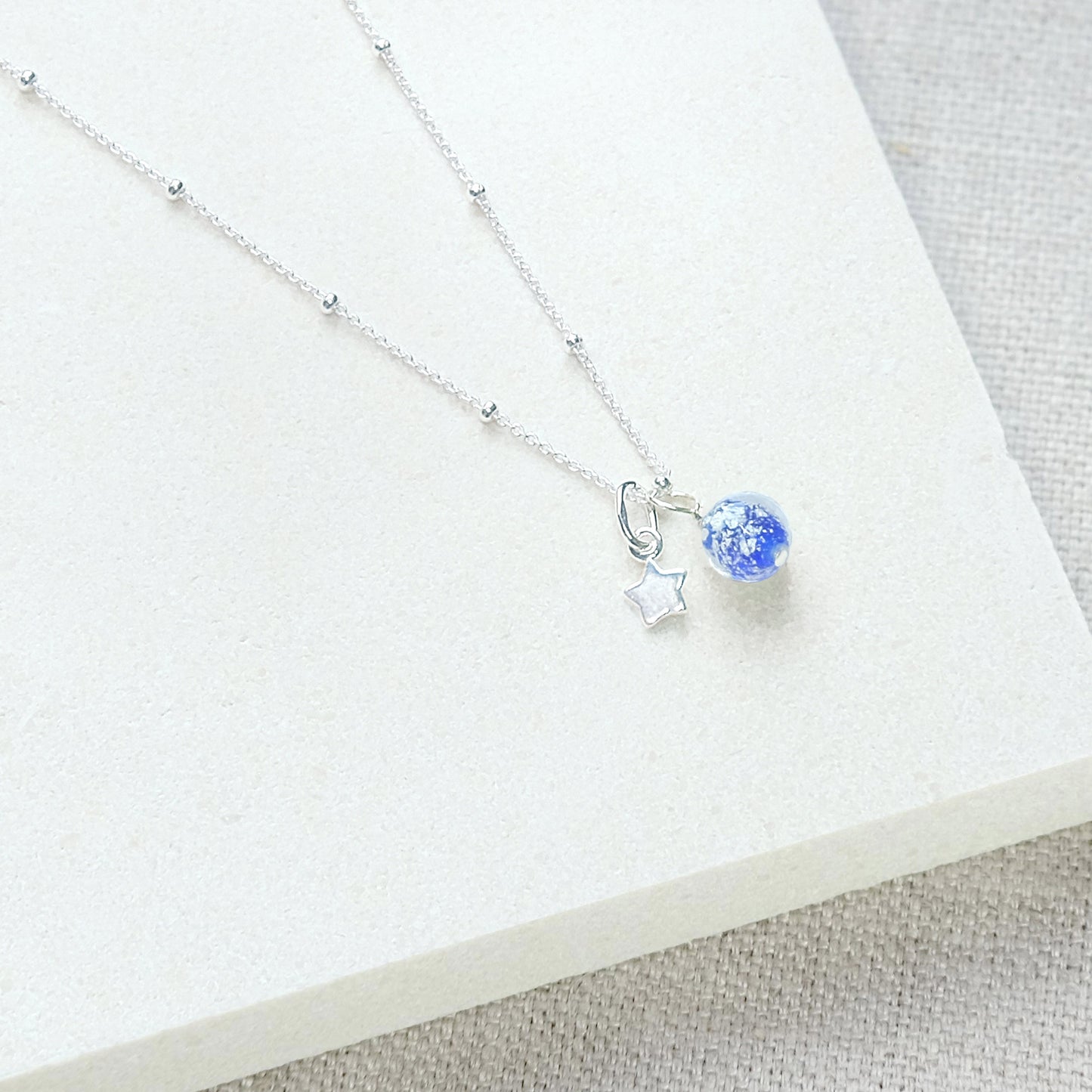 Shine On Star Pendant Necklace - Blue Speckle/Sterling Silver