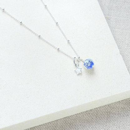 Shine On Star Pendant Necklace - Blue Speckle/Sterling Silver