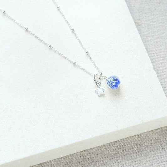 Shine On Star Pendant Necklace - Blue Speckle/Sterling Silver