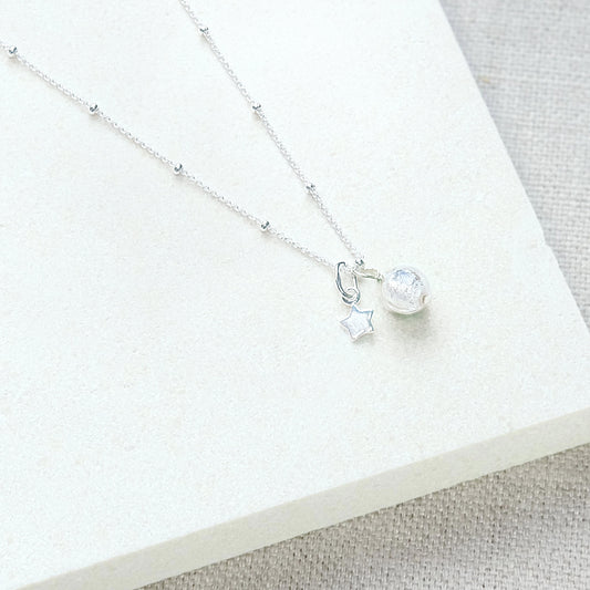 silver Murano glass necklace in sterling silver